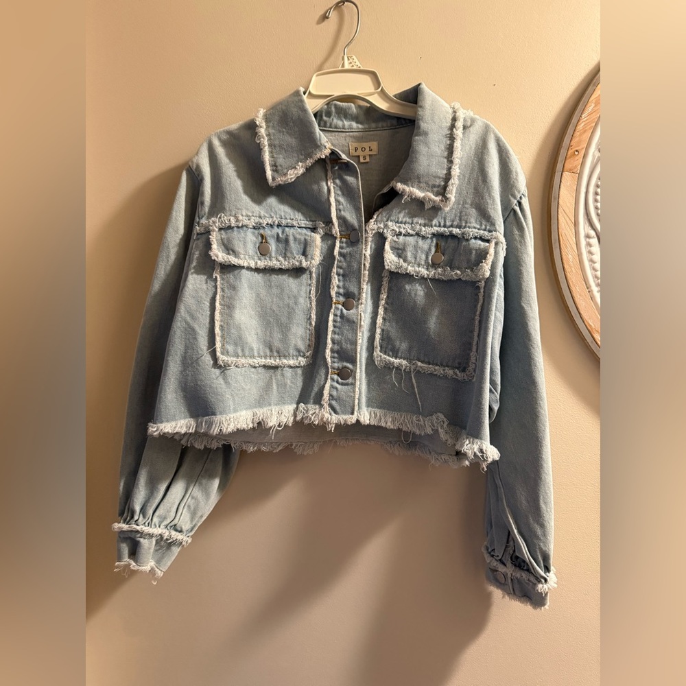 POL Light Blue Frayed Jean Jacket